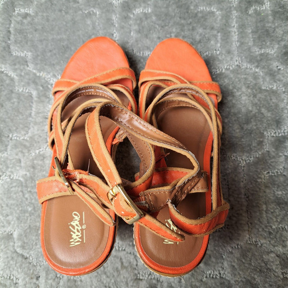 MOSSIMO CORAL ORANGE ESPADRILLE SANDALS WOMENS SIZE 7.5 WEDGE 4.5 INCH HEEL - Picture 9 of 13